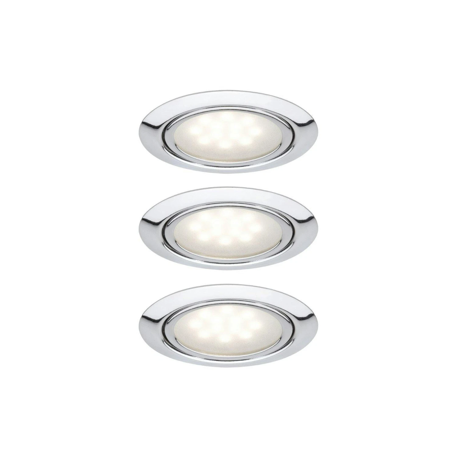 Paulmann LED Möbeleinbauleuchten Micro Line 3er-Set Rund 66mm 3x1W 3x34lm 230/12V 2700K Chrom 99814 3 Paulmann LED Möbeleinbauleuchten Micro Line 3er-Set Rund 66mm 3x1W 3x34lm 230/12V 2700K Chrom 99814
