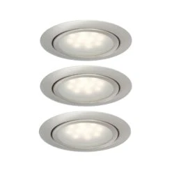 Paulmann LED Möbeleinbauleuchten Micro Line 3er-Set Rund 66mm 3x1W 3x34lm 230/12V 2700K Eisen Gebürstet 99812