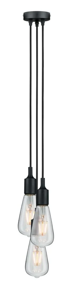 Paulmann Pendelleuchte Stoffkabel E27 Max. 3x20W Schwarz Dimmbar 50343 -Paulmann 7932d4f2 59fc 4834 80be 86cf5d6102e1