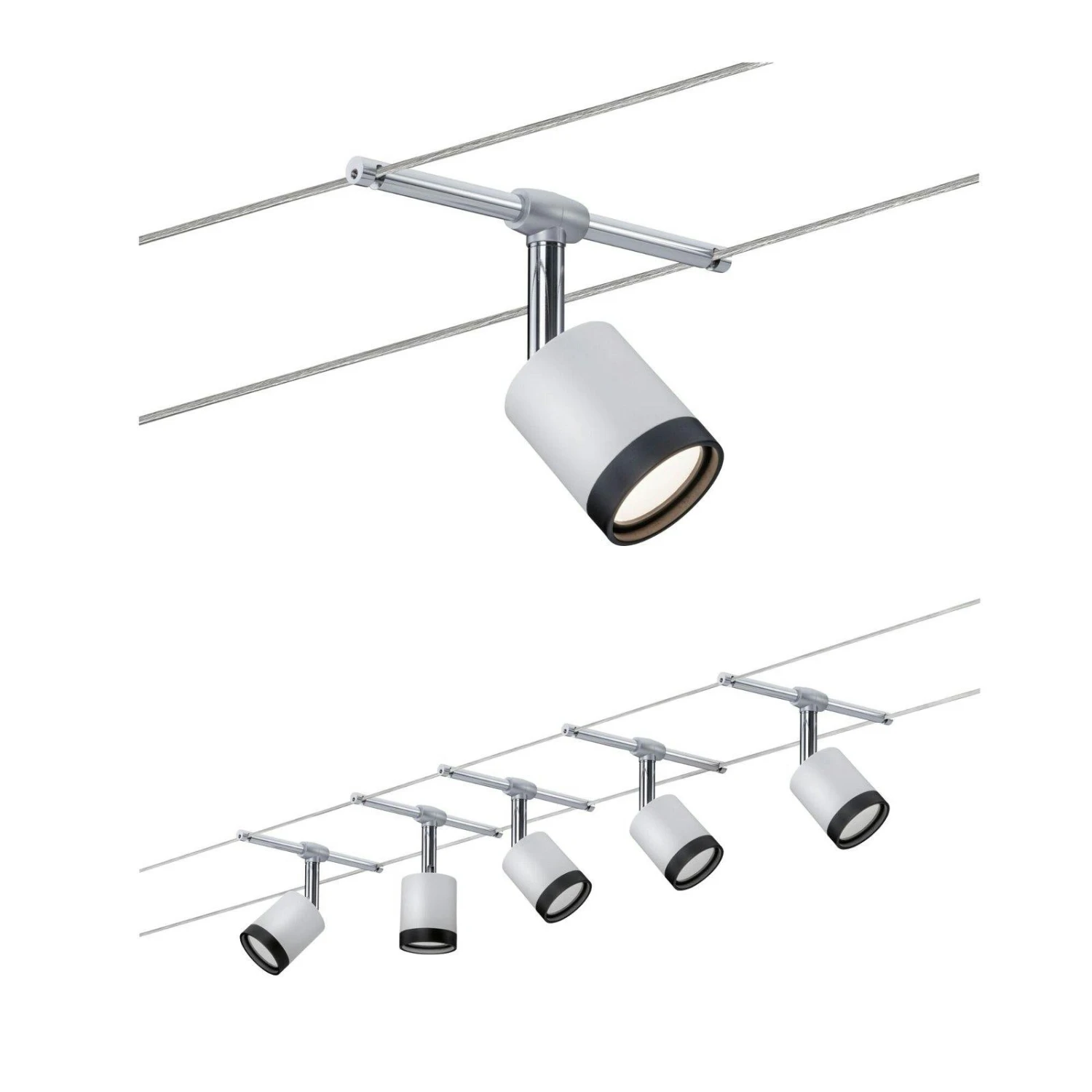 Paulmann LED Seilsystem TubeLED Basisset 5x150lm 5x4W 2700K 230/12V Weiß#Schwarz#Chrom 3981 3 Paulmann LED Seilsystem TubeLED Basisset 5x150lm 5x4W 2700K 230/12V Weiß#Schwarz#Chrom 3981